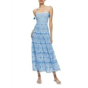 NEW ALICE + OLIVIA marna maxi dress in off white/french blue